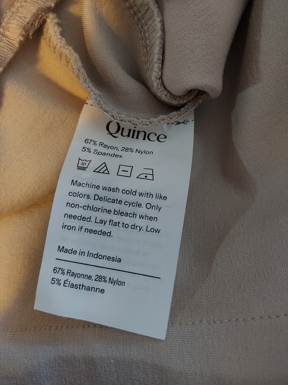 Quince Ultra-Stretch Ponte Straight Leg Ankle Pants Beige Khaki Tan Size L - Picture 4 of 9